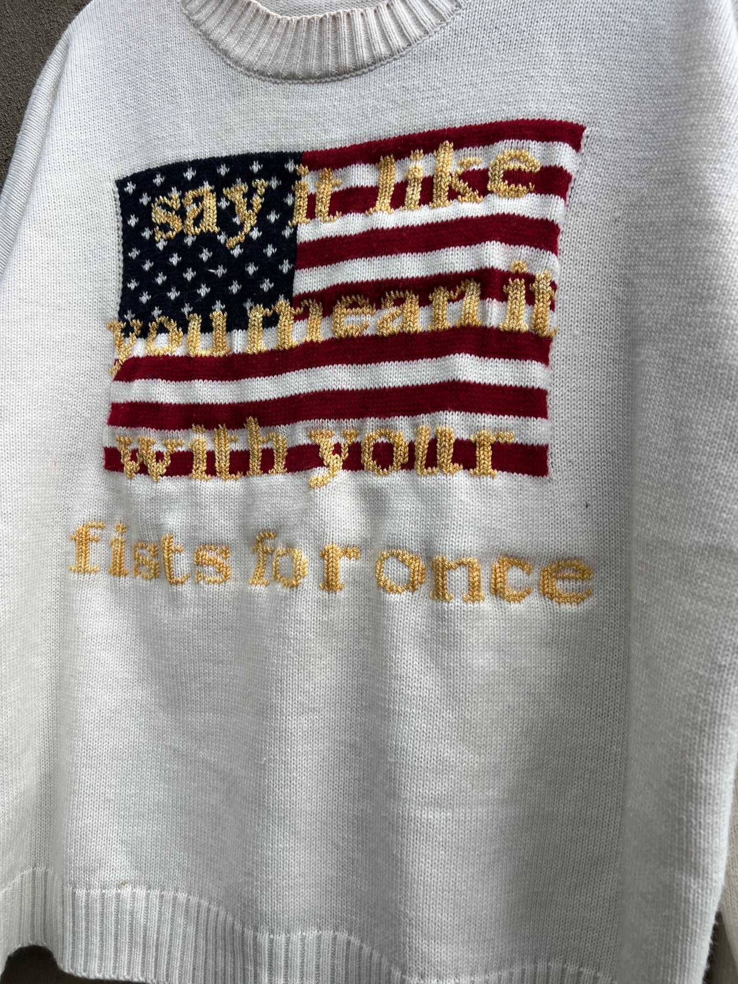Say it Like You Mean it - Hand Embroidered White Sweater