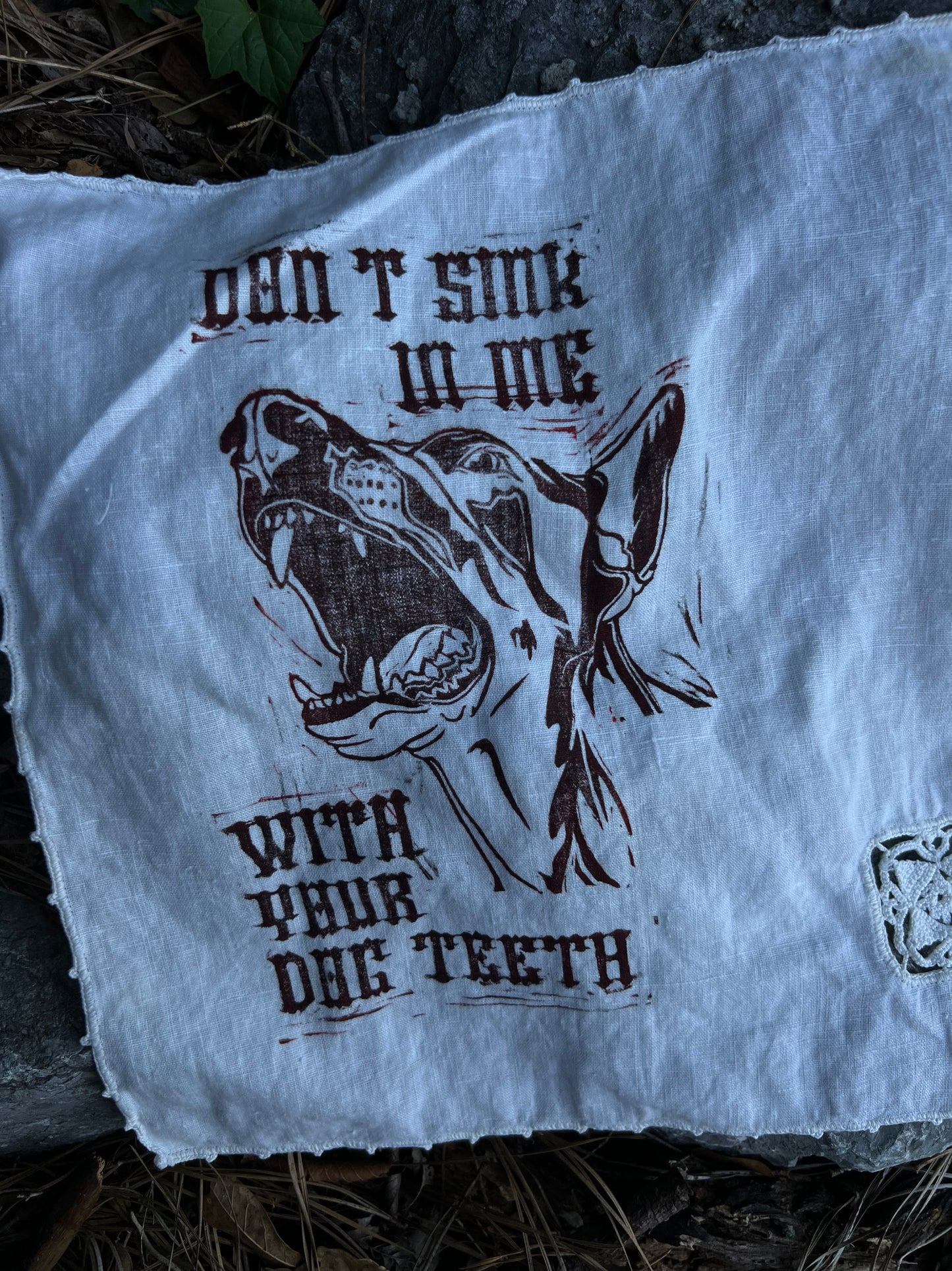 Dog Teeth - Alter Cloth / Vintage Handkerchief - no. 3