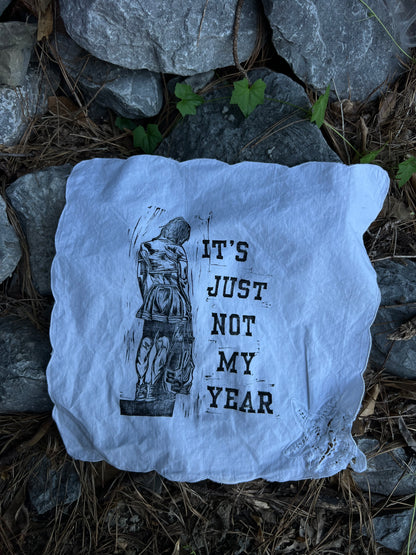 Not My Year - Alter Cloth / Vintage Handkerchief - no. 2