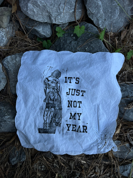 Not My Year - Alter Cloth / Vintage Handkerchief - no. 2
