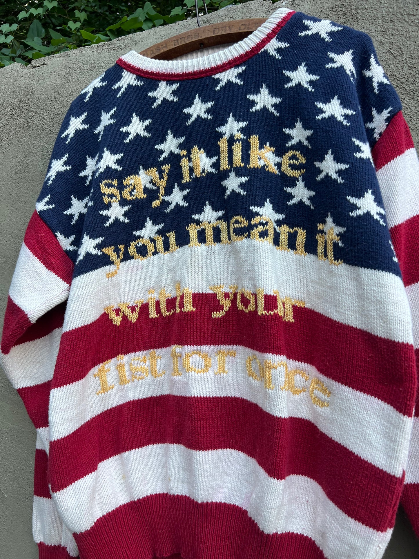 Say it Like You Mean it - Hand Embroidered Vintage Sweater