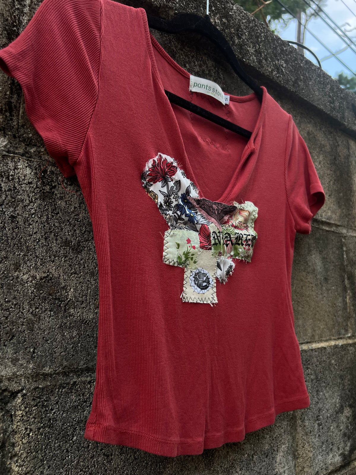 Nearer - Red Patchwork Baby Tee