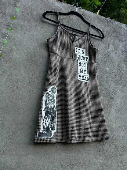Not My Year - Brown & Black Houndstooth Dress
