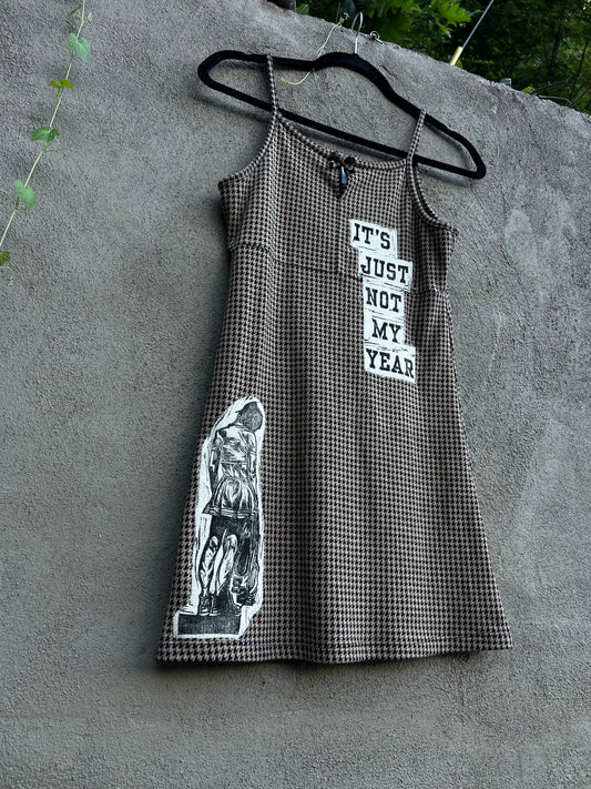 Not My Year - Brown & Black Houndstooth Dress