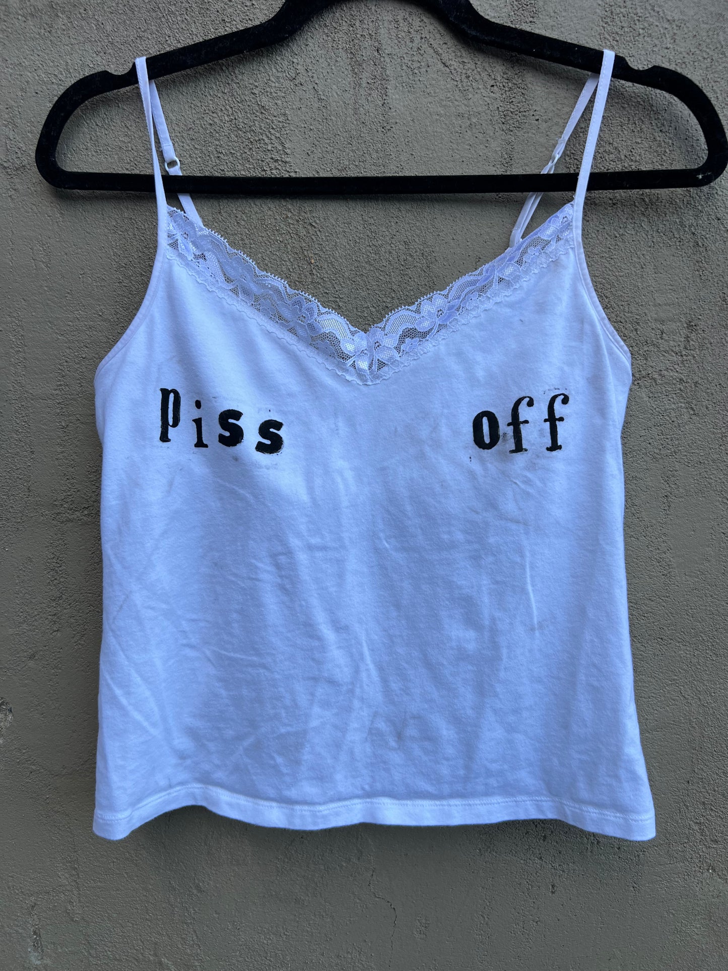 piss off - white tank top