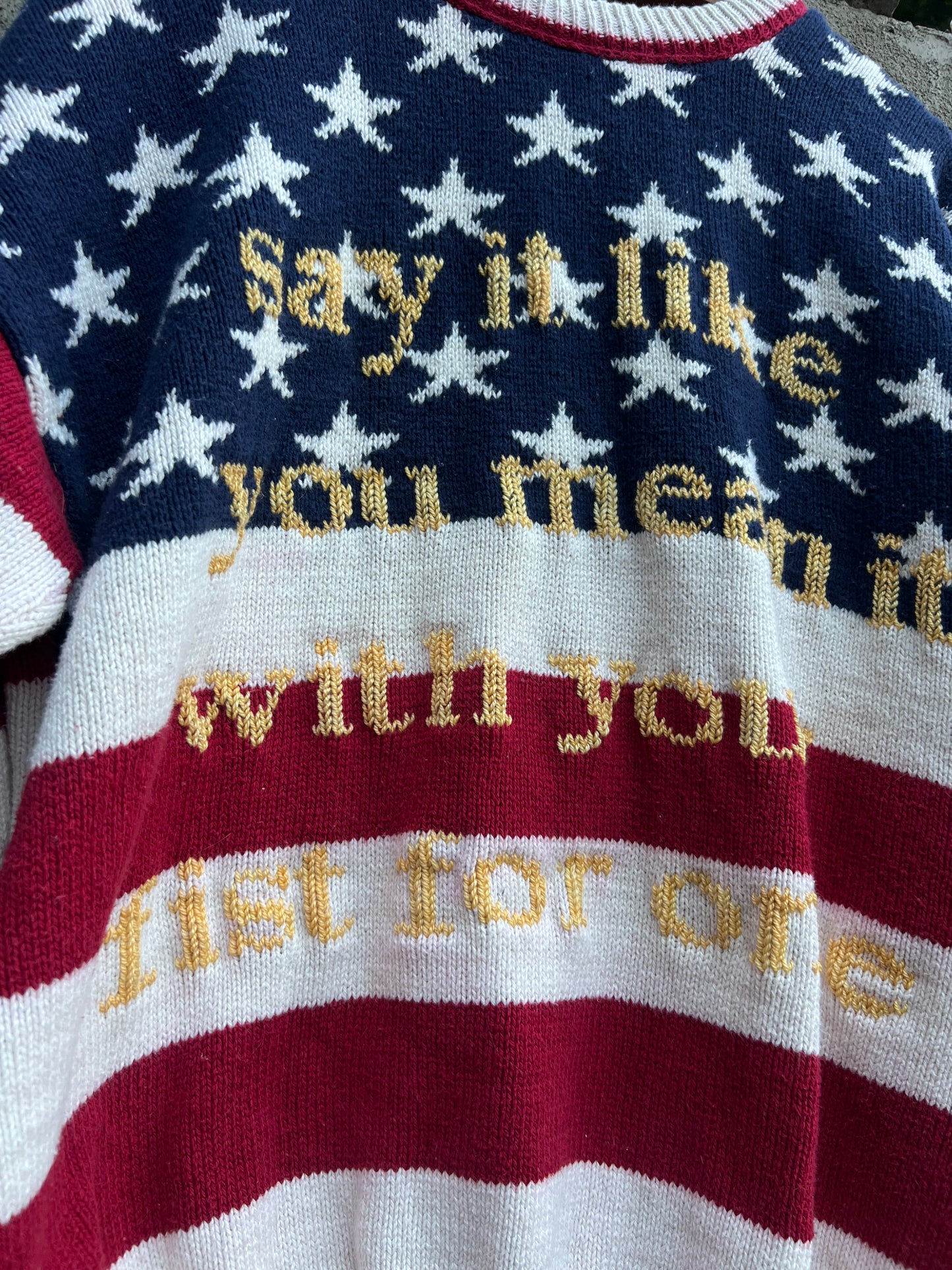 Say it Like You Mean it - Hand Embroidered Vintage Sweater