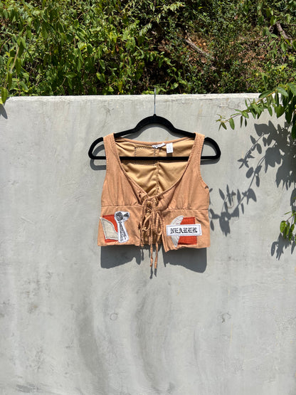 Nearer - Brown Patchwork Tank Top - MS