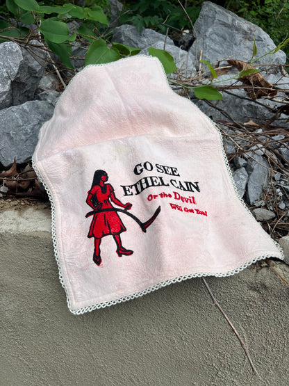 Go See Ethel Cain or the Devil Will Get You - Pink Vintage Hand Towel