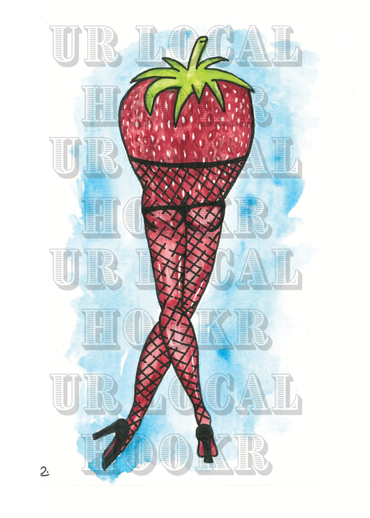 Strawberry Stripper - Burlesque Fruits Giclee