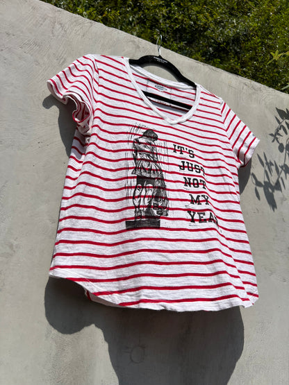 Not My Year - Red & White Stripe Tshirt - ON