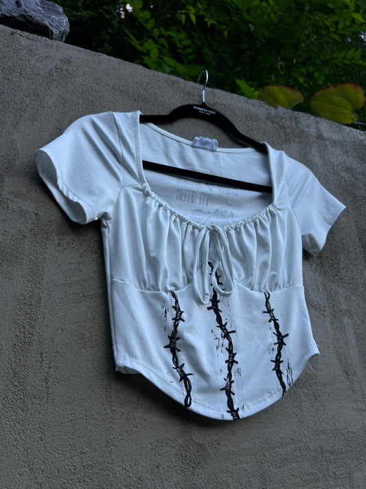 Dog Teeth - White Corset-Style Top