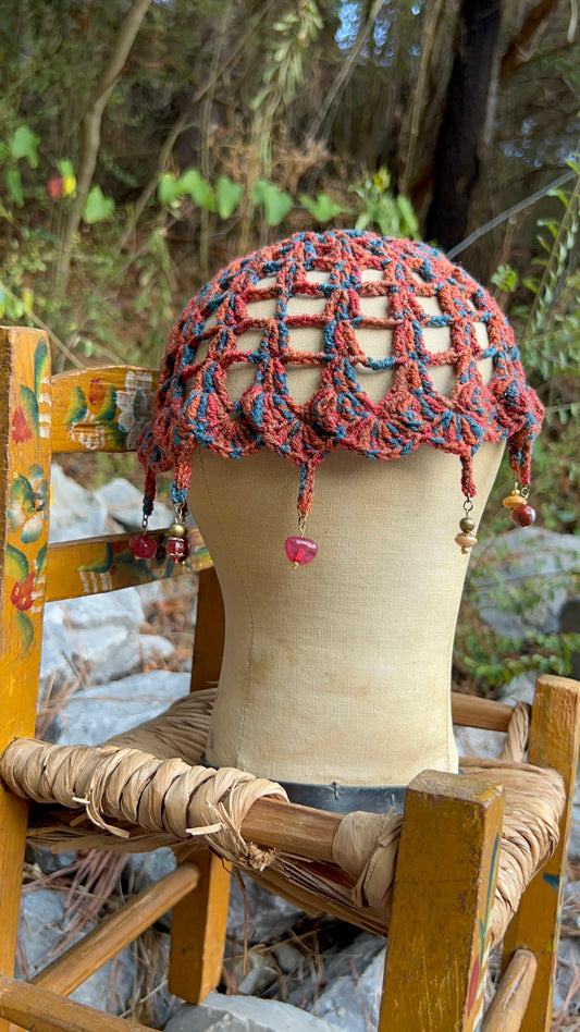 Rust - Beaded Skull Cap