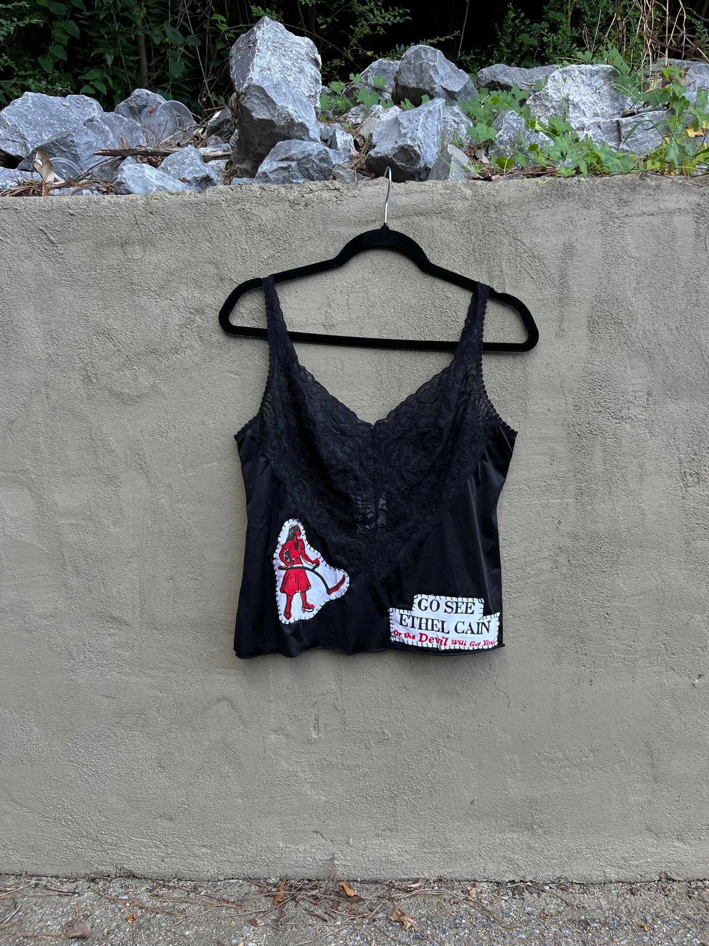 Go See Ethel Cain or the Devil Will Get You -  Vintage black lace front tank