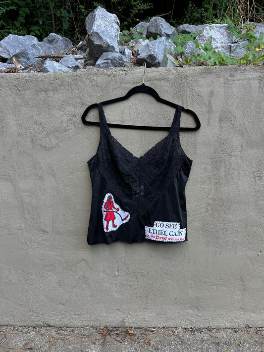 Go See Ethel Cain or the Devil Will Get You -  Vintage black lace front tank
