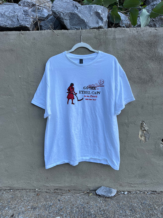 Go See Ethel Cain or the Devil Will Get You - AL Basketball Full Moon White T-shirt