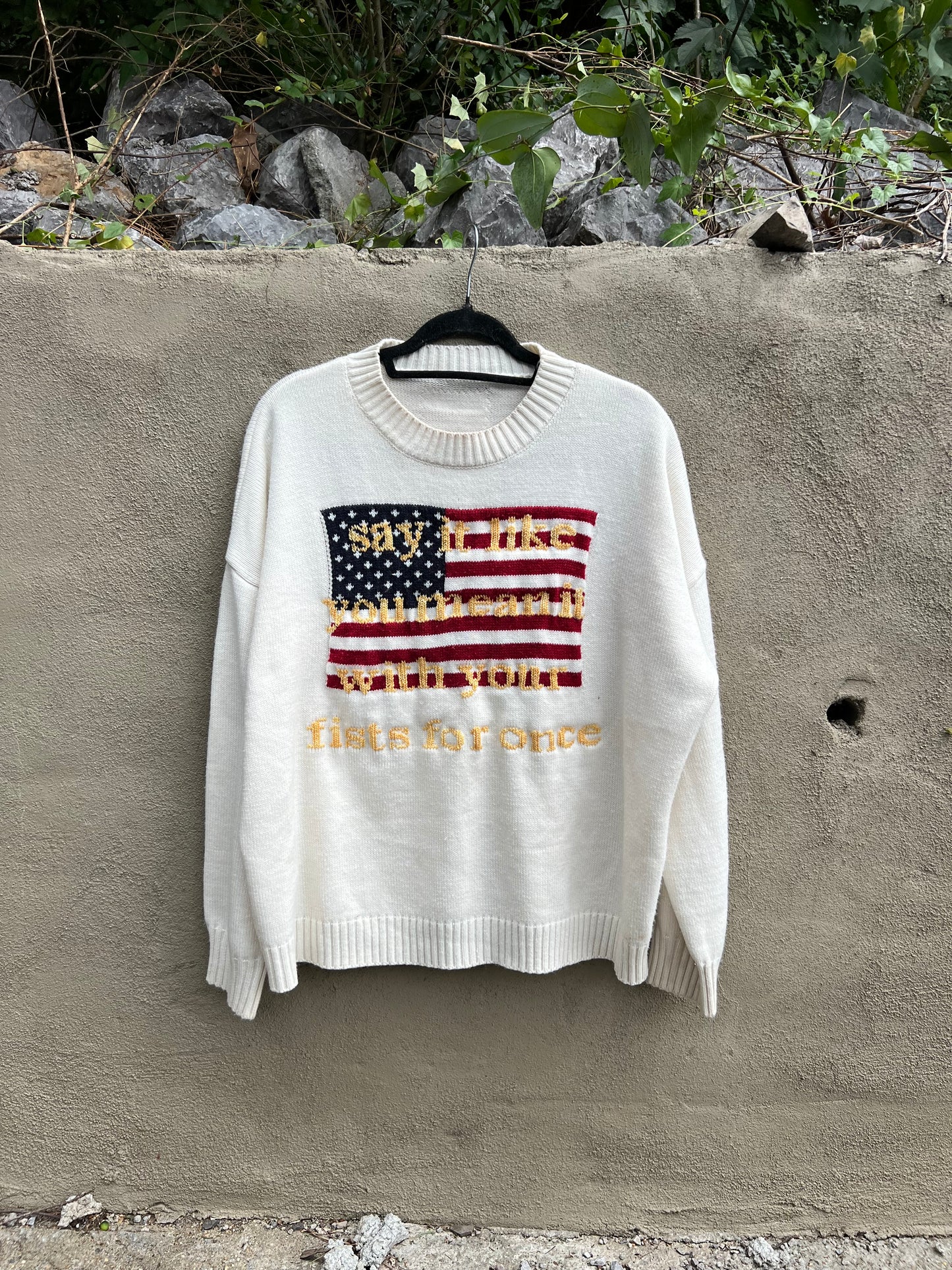 Say it Like You Mean it - Hand Embroidered White Sweater