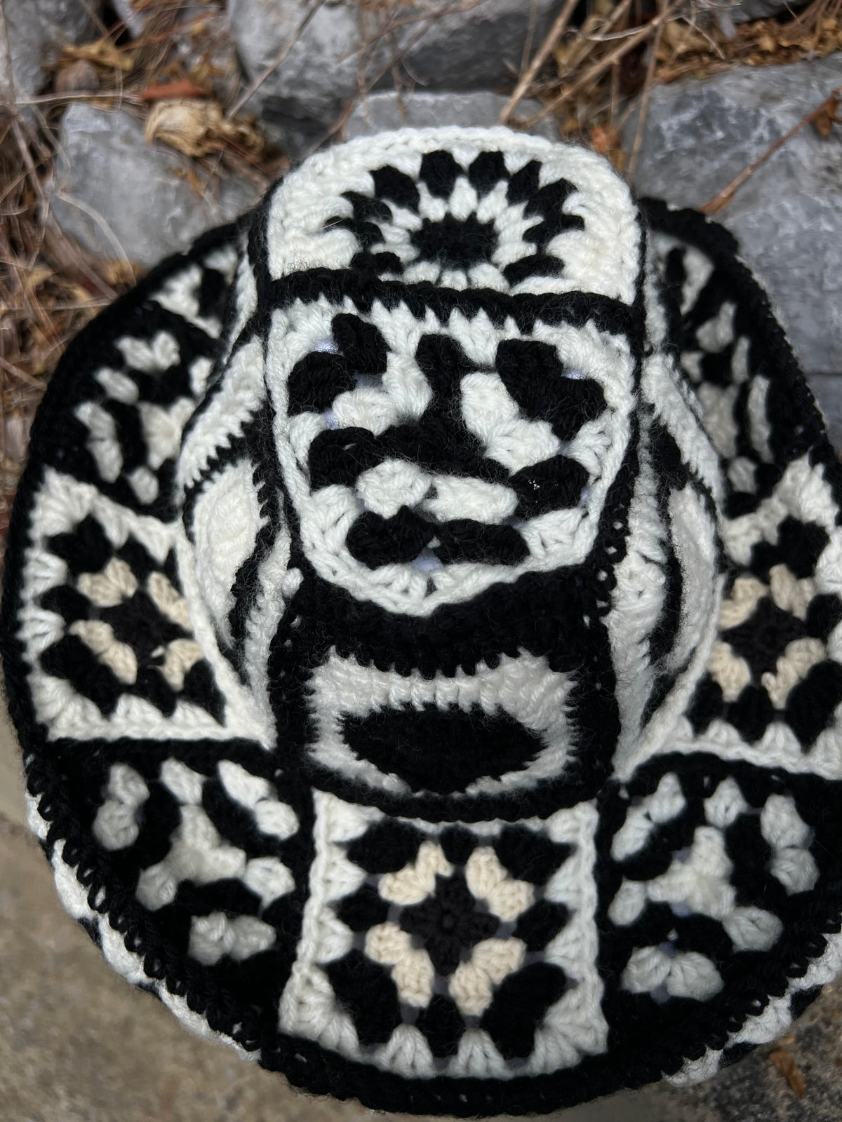 Crochet Cowboy Hat - Black & White