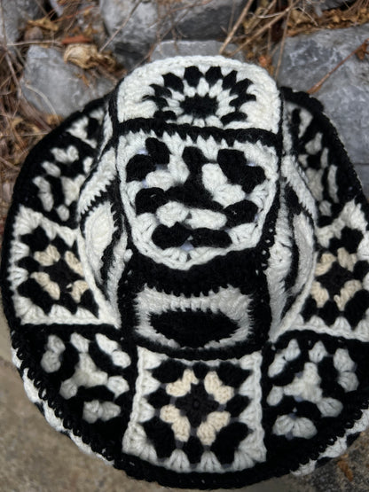 Crochet Cowboy Hat - Black & White