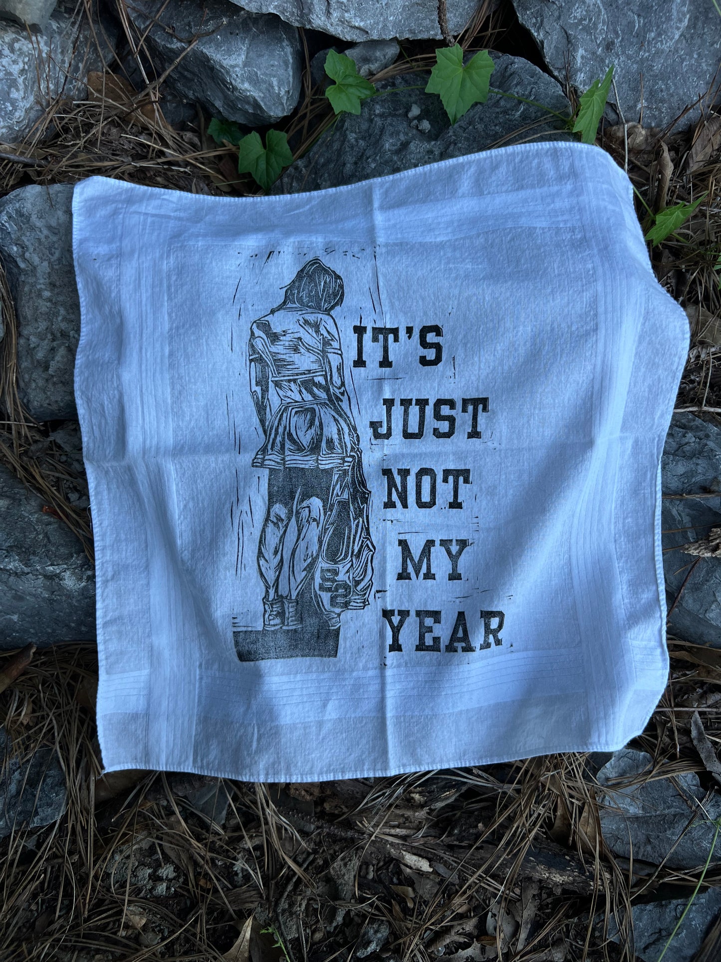 Not My Year - Alter Cloth / Vintage Handkerchief - no. 1