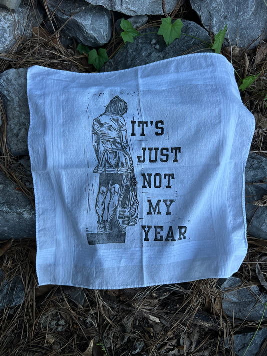 Not My Year - Alter Cloth / Vintage Handkerchief - no. 1