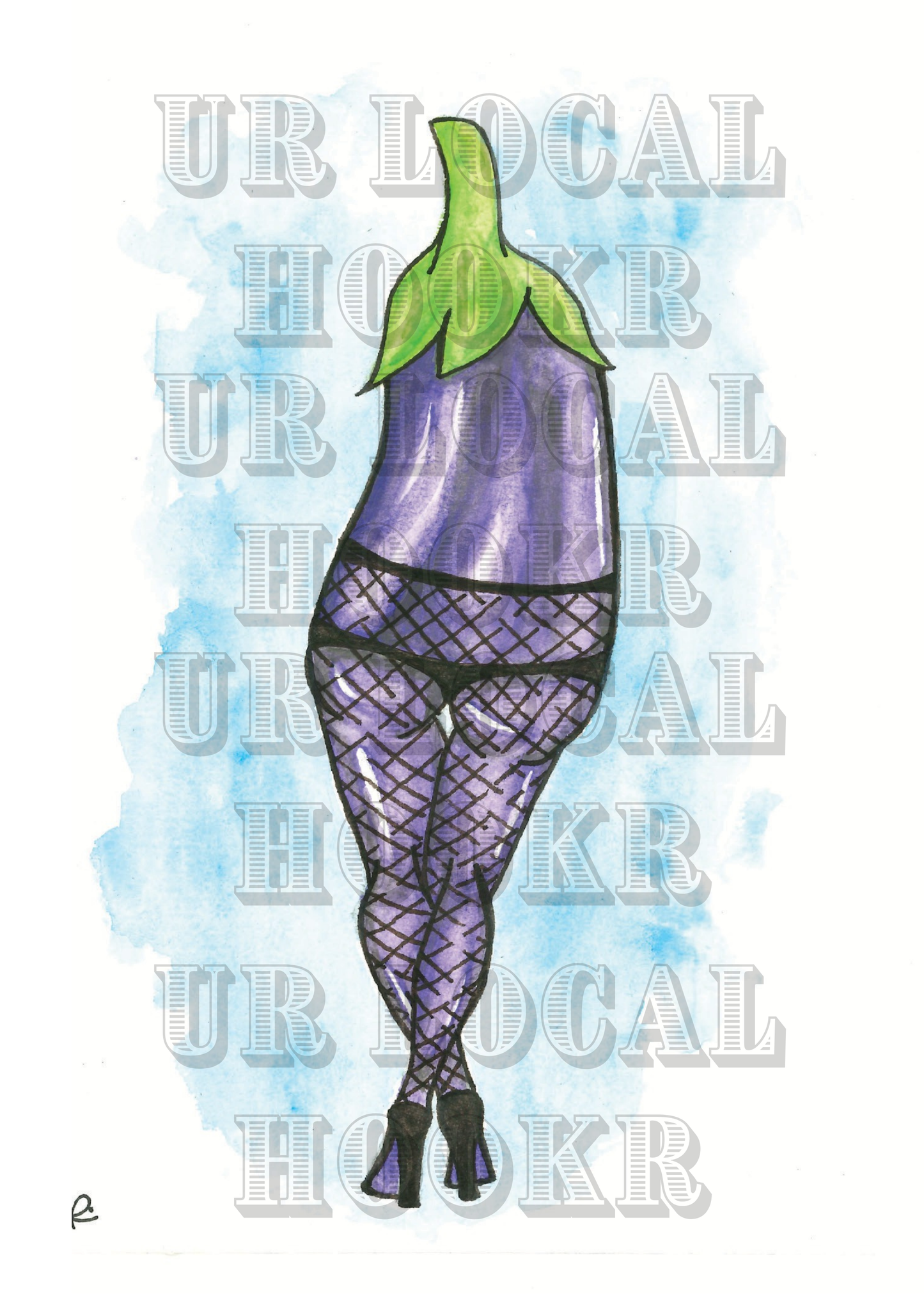 Erotic Eggplant - Burlesque Fruits Giclee