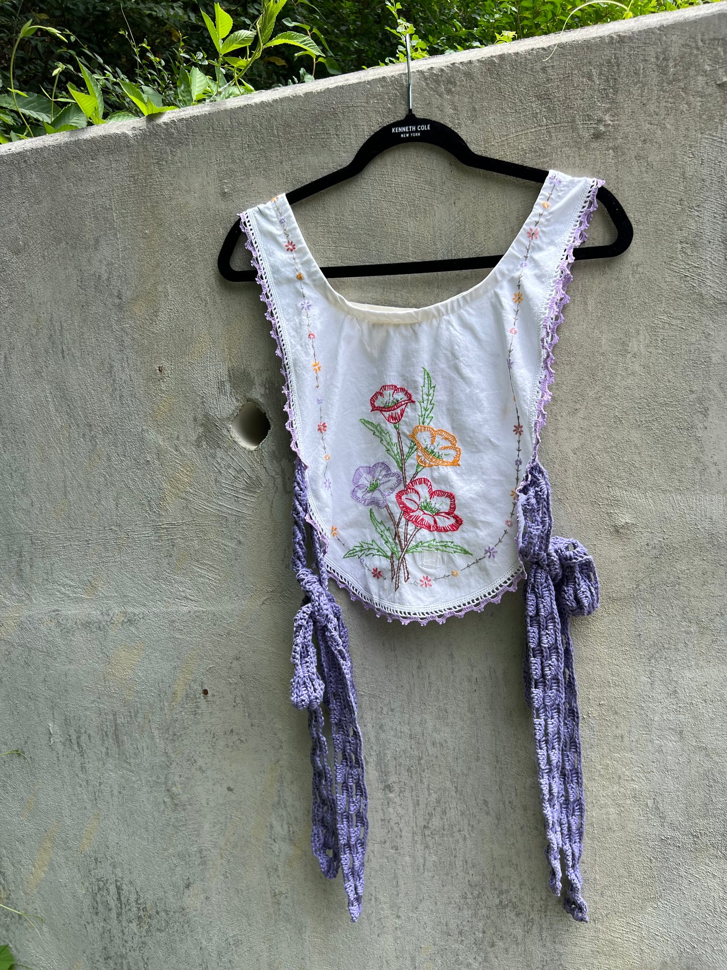 Row of Violets - Vintage Table Runner Top