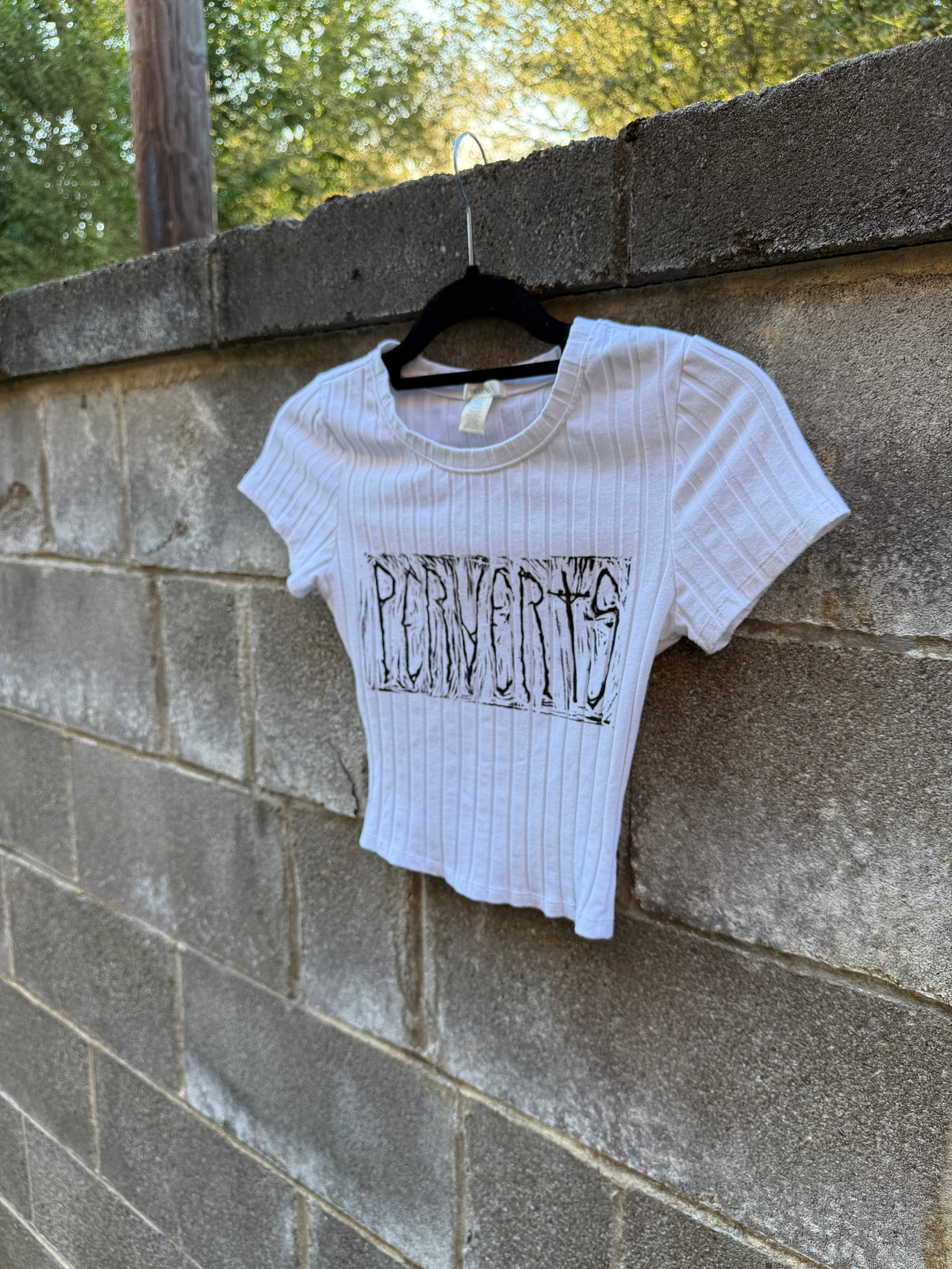 Perverts - White Baby Tee - B