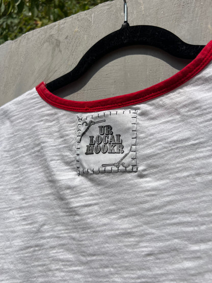 Not My Year - Red & White Ringer Baby Tee - D+M