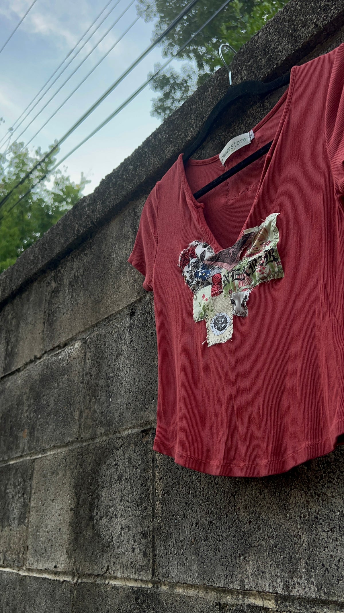 Nearer - Red Patchwork Baby Tee