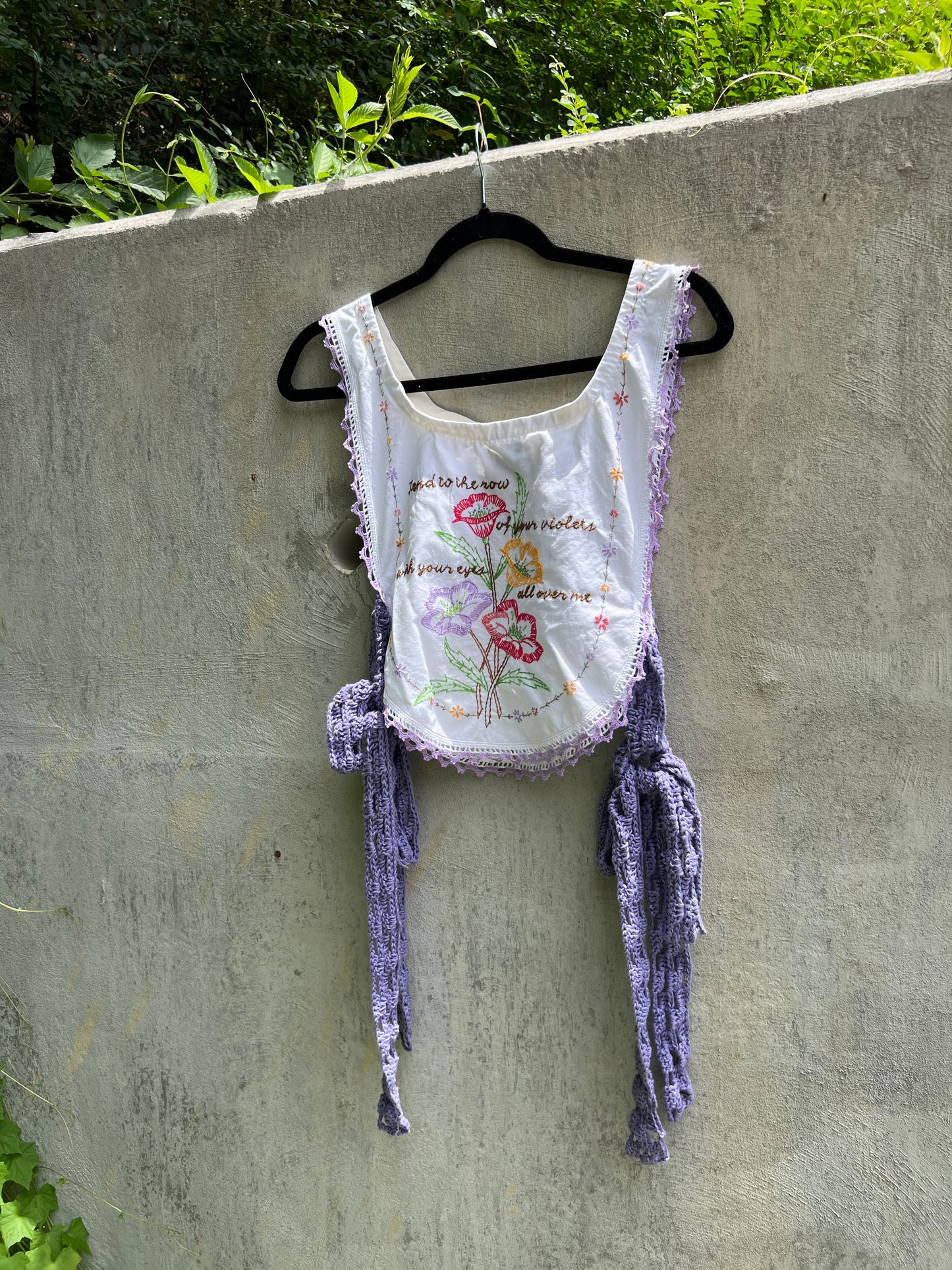 Row of Violets - Vintage Table Runner Top