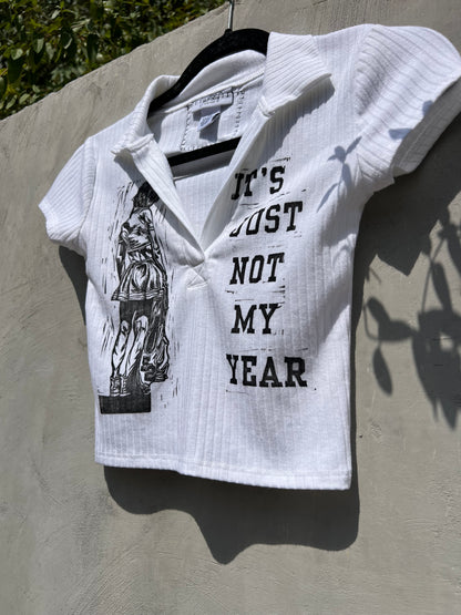 Not My Year - White Baby Tee - JP