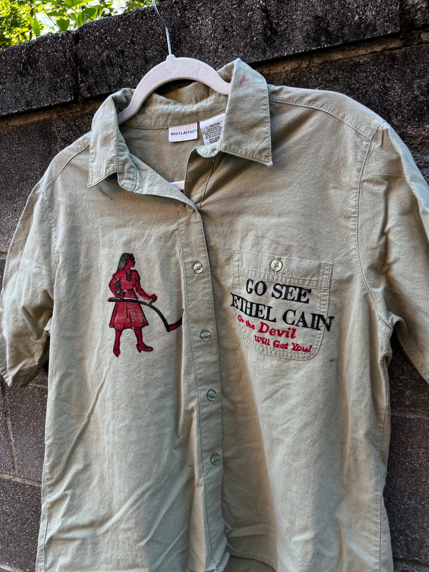 Go See Ethel Cain or the Devil Will Get You - White Stag Green Button Down Shirt