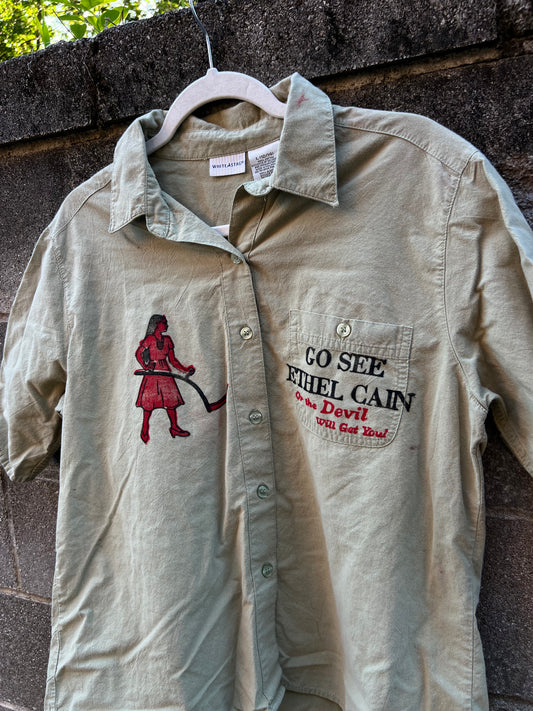 Go See Ethel Cain or the Devil Will Get You - White Stag Green Button Down Shirt