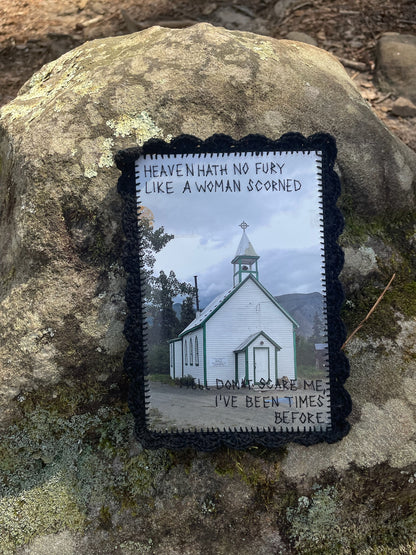Carcross Church - Hand Embroidered Vintage Photo