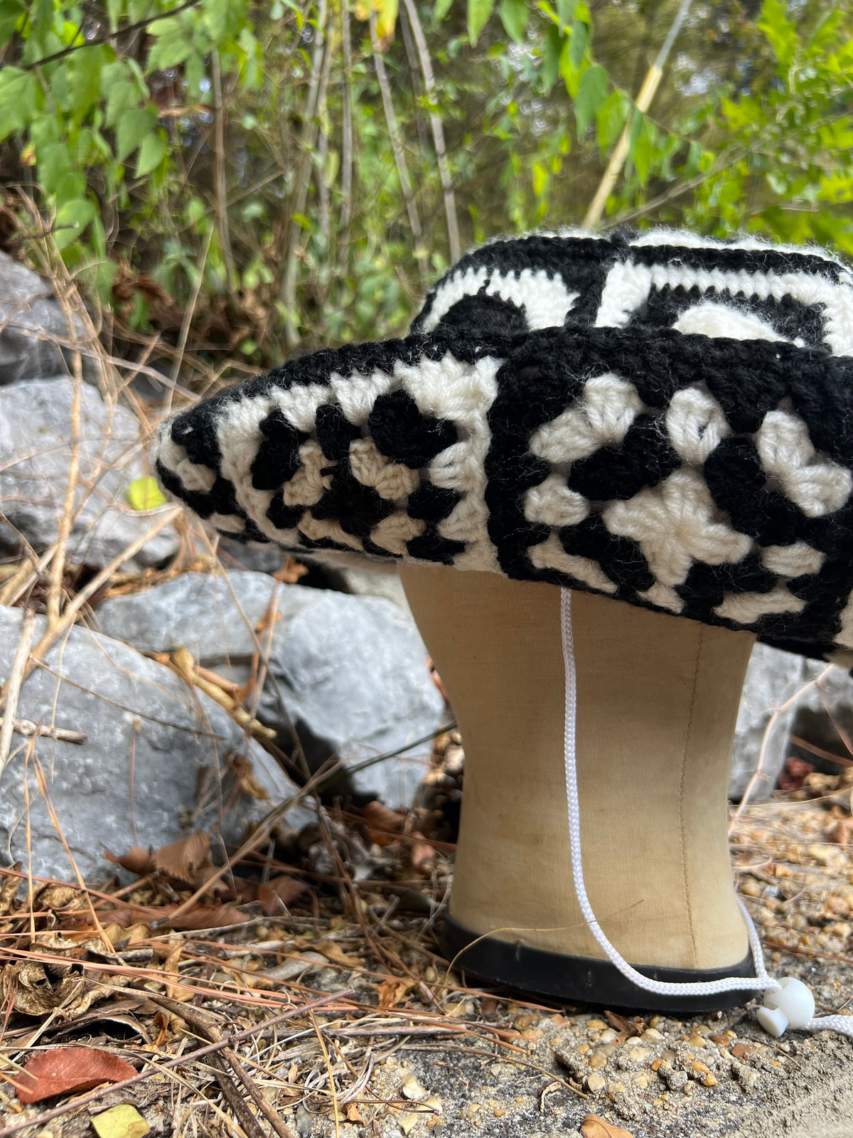 Crochet Cowboy Hat - Black & White