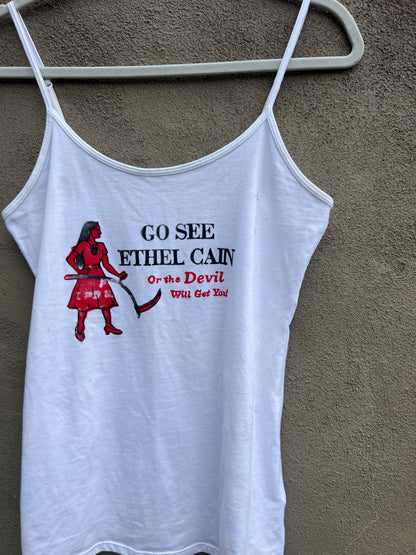 Go See Ethel Cain or the Devil Will Get You - White Spaghetti Strap Tank Top
