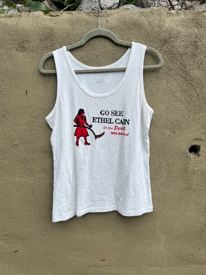 Go See Ethel Cain or the Devil Will Get You - White SJB Tank Top