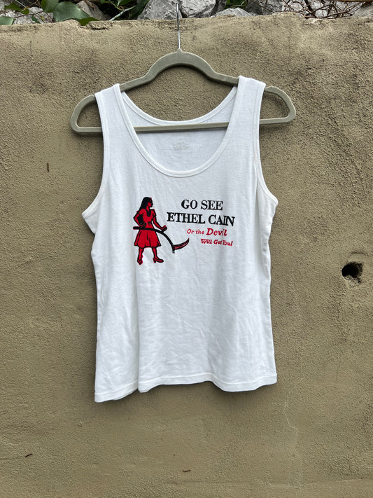 Go See Ethel Cain or the Devil Will Get You - White SJB Tank Top