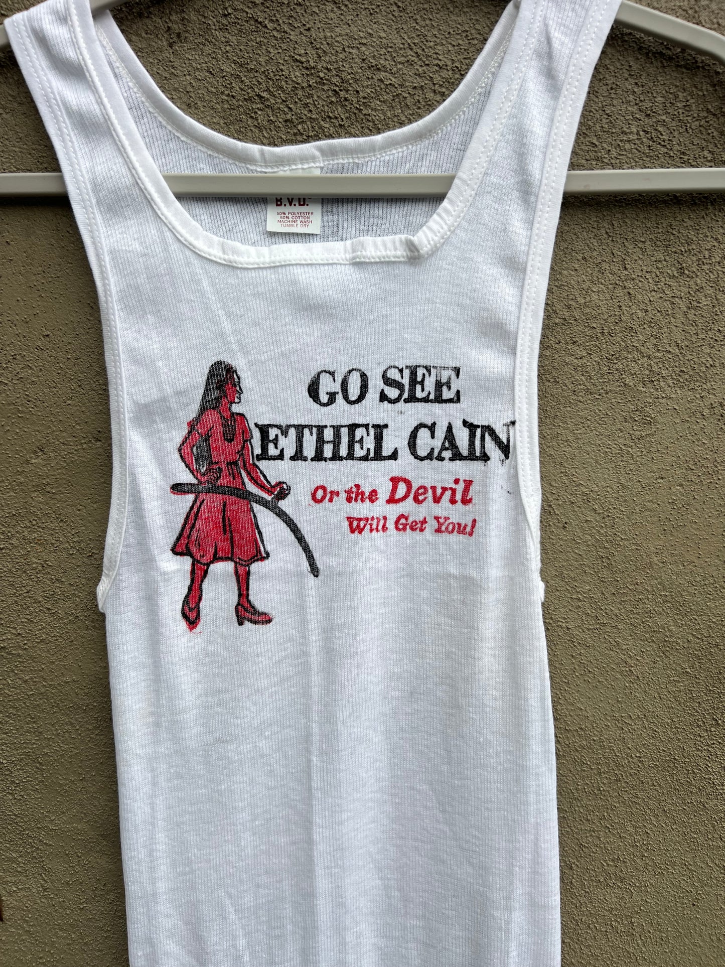 Go See Ethel Cain or the Devil Will Get You - White BVD Tank Top