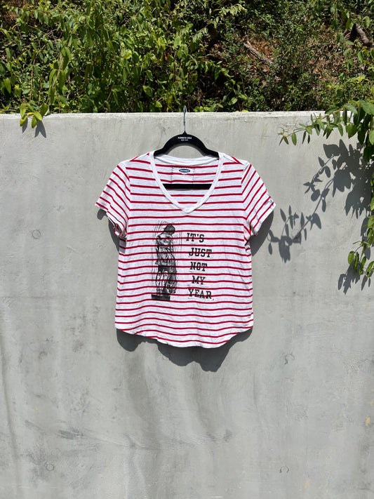 Not My Year - Red & White Stripe Tshirt - ON