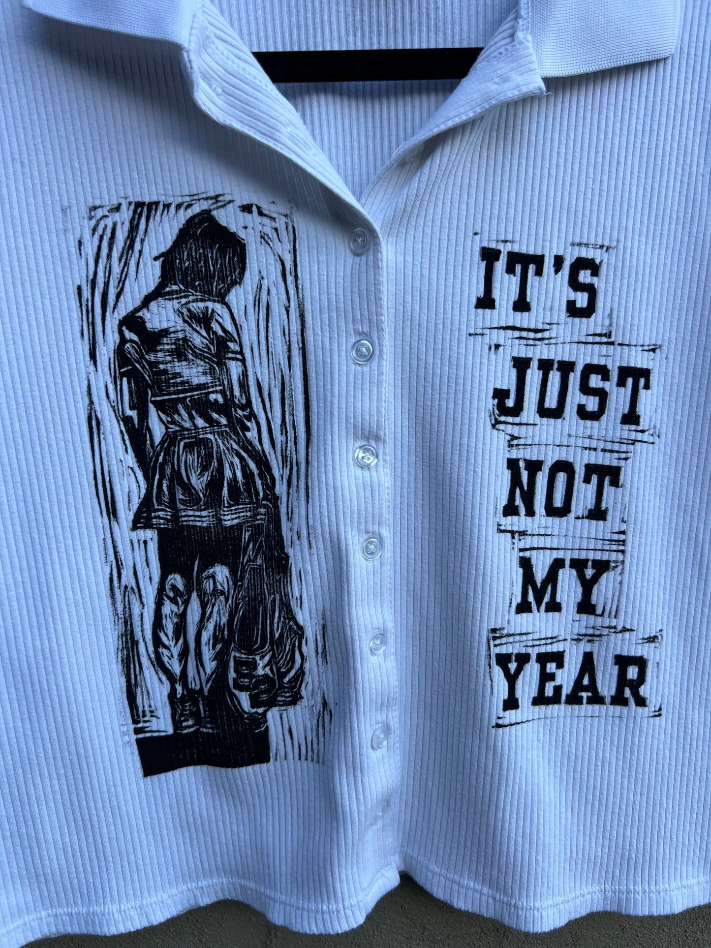 Not My Year - White Collared Shirt