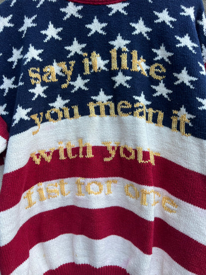 Say it Like You Mean it - Hand Embroidered Vintage Sweater
