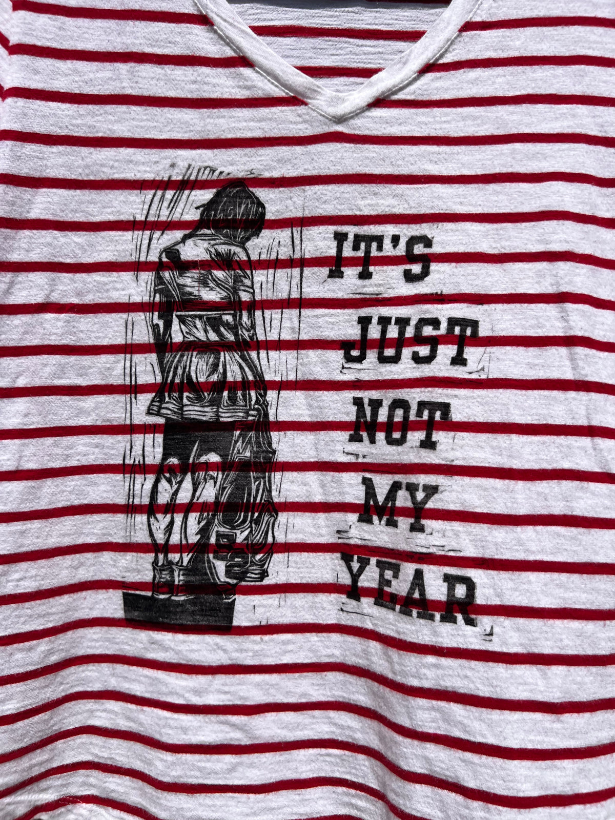 Not My Year - Red & White Stripe Tshirt - ON