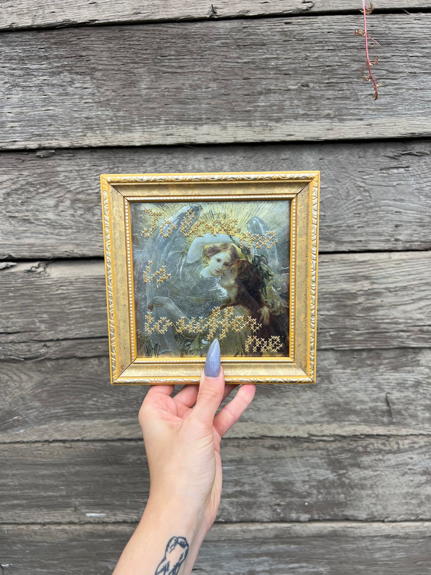 To Love Me is to Suffer Me - Embroidered Vintage Photo