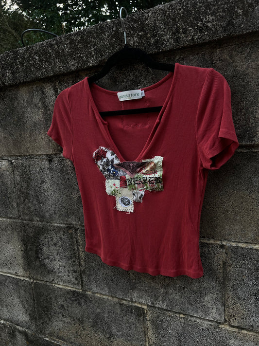 Nearer - Red Patchwork Baby Tee