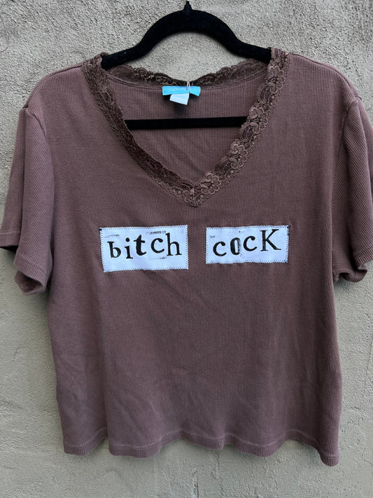 bitch cock - brown tshirt