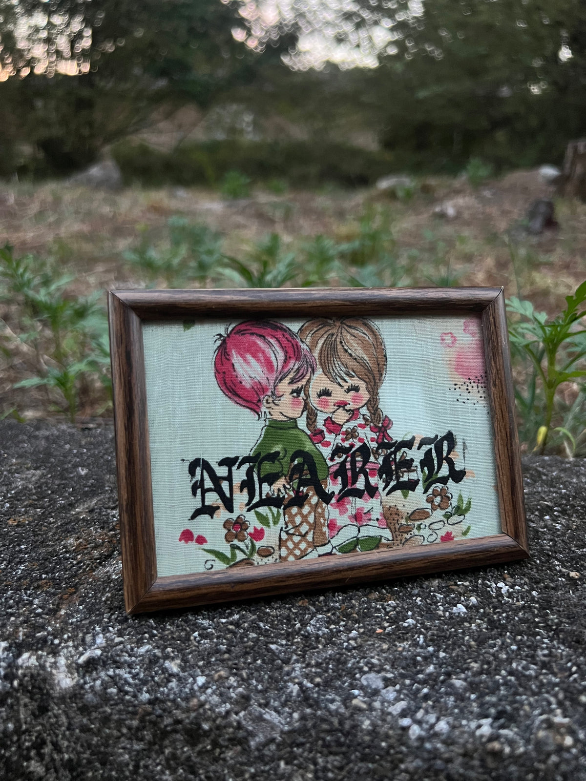 Nearer - Framed Print on Vintage Fabric
