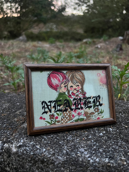 Nearer - Framed Print on Vintage Fabric