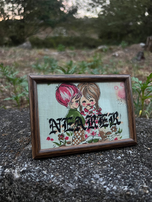 Nearer - Framed Print on Vintage Fabric
