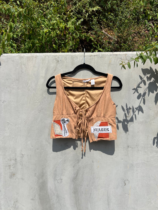 Nearer - Brown Patchwork Tank Top - MS